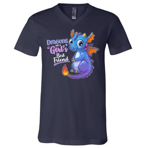 Cute Dragons Are A Girl's Best Friend V-Neck T-Shirt