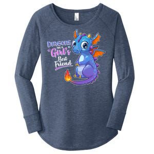 Cute Dragons Are A Girl's Best Friend Women's Perfect Tri Tunic Long Sleeve Shirt