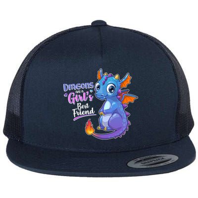 Cute Dragons Are A Girl's Best Friend Flat Bill Trucker Hat