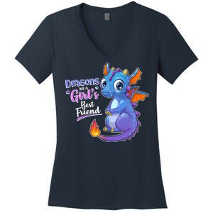 Cute Dragons Are A Girl's Best Friend Women's V-Neck T-Shirt