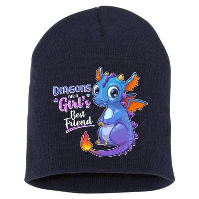 Cute Dragons Are A Girl's Best Friend Short Acrylic Beanie