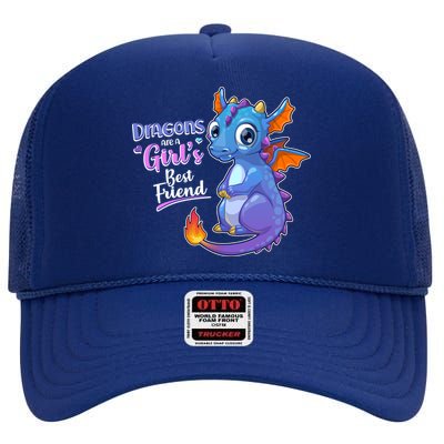 Cute Dragons Are A Girl's Best Friend High Crown Mesh Back Trucker Hat