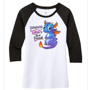 Cute Dragons Are A Girl's Best Friend Women's Tri-Blend 3/4-Sleeve Raglan Shirt