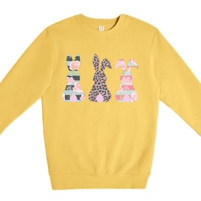 Cute Easter Bunnies Rose Stripe Leopard Patterns Premium Crewneck Sweatshirt