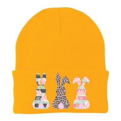 Cute Easter Bunnies Rose Stripe Leopard Patterns Knit Cap Winter Beanie