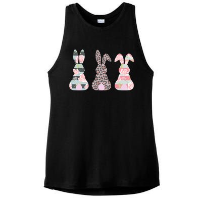 Cute Easter Bunnies Rose Stripe Leopard Patterns Ladies PosiCharge Tri-Blend Wicking Tank