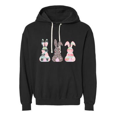 Cute Easter Bunnies Rose Stripe Leopard Patterns Garment-Dyed Fleece Hoodie