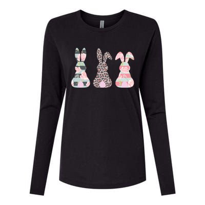 Cute Easter Bunnies Rose Stripe Leopard Patterns Womens Cotton Relaxed Long Sleeve T-Shirt