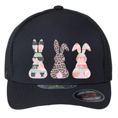 Cute Easter Bunnies Rose Stripe Leopard Patterns Flexfit Unipanel Trucker Cap
