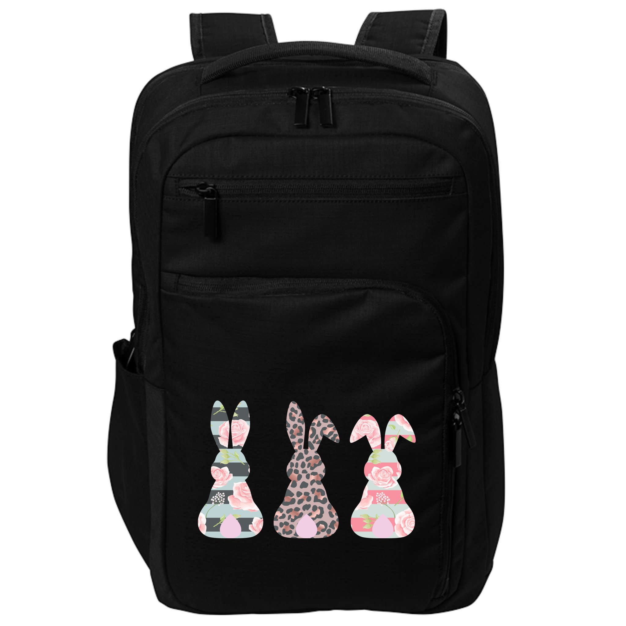 Cute Easter Bunnies Rose Stripe Leopard Patterns Impact Tech Backpack