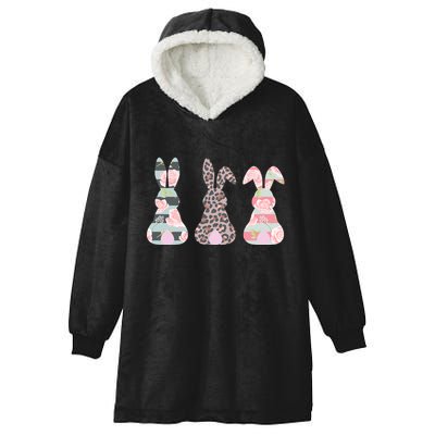 Cute Easter Bunnies Rose Stripe Leopard Patterns Hooded Wearable Blanket