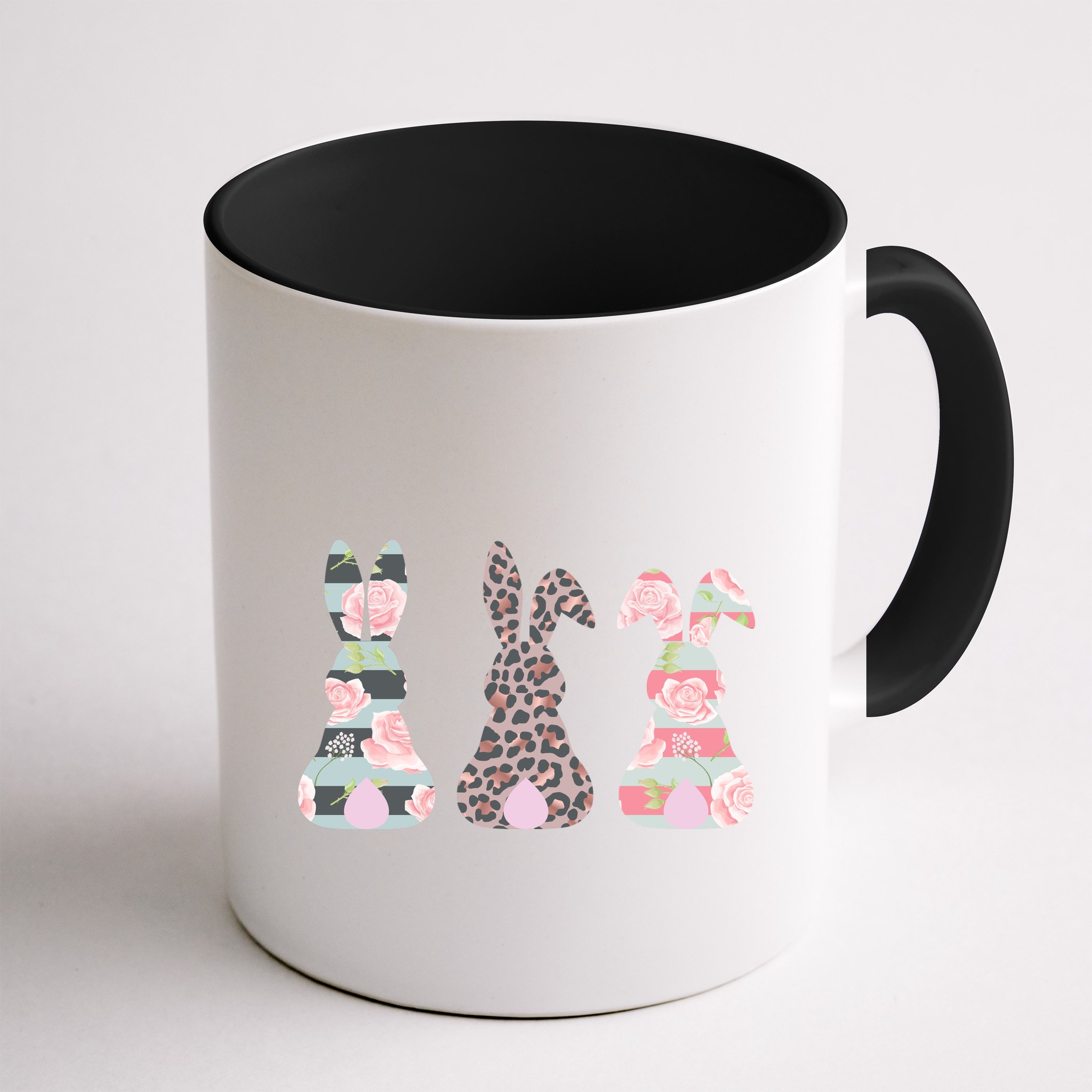 Cute Easter Bunnies Rose Stripe Leopard Patterns Mug