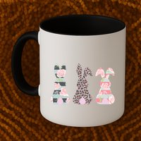 Cute Easter Bunnies Rose Stripe Leopard Patterns Mug