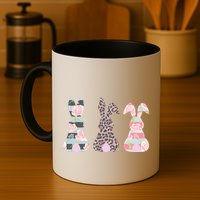 Cute Easter Bunnies Rose Stripe Leopard Patterns Mug