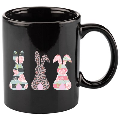 Cute Easter Bunnies Rose Stripe Leopard Patterns 11oz C Handle Ceramic Mug