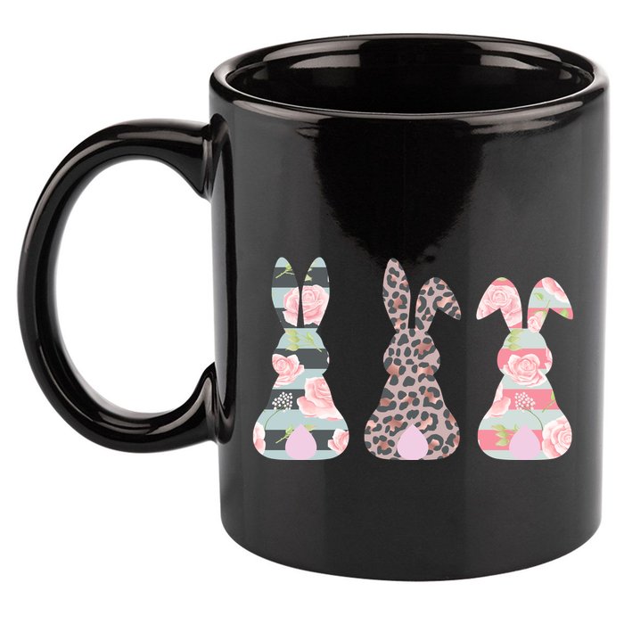 Cute Easter Bunnies Rose Stripe Leopard Patterns 11oz C Handle Ceramic Mug