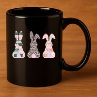 Cute Easter Bunnies Rose Stripe Leopard Patterns 11oz C Handle Ceramic Mug