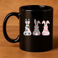 Cute Easter Bunnies Rose Stripe Leopard Patterns 11oz C Handle Ceramic Mug