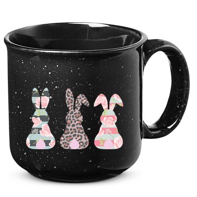 Cute Easter Bunnies Rose Stripe Leopard Patterns 15oz Campfire Ceramic Mug