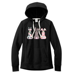 Cute Easter Bunnies Rose Stripe Leopard Patterns Women's Fleece Hoodie