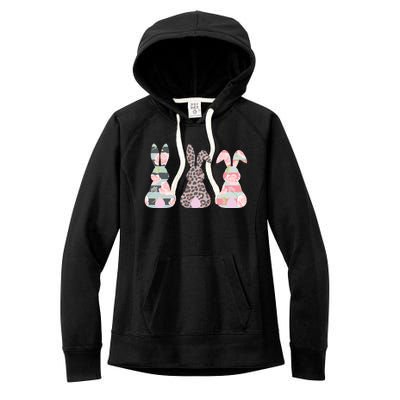 Cute Easter Bunnies Rose Stripe Leopard Patterns Women's Fleece Hoodie