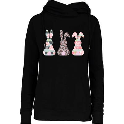 Cute Easter Bunnies Rose Stripe Leopard Patterns Womens Funnel Neck Pullover Hood