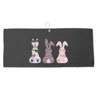 Cute Easter Bunnies Rose Stripe Leopard Patterns Large Microfiber Waffle Golf Towel