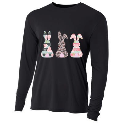 Cute Easter Bunnies Rose Stripe Leopard Patterns Cooling Performance Long Sleeve Crew