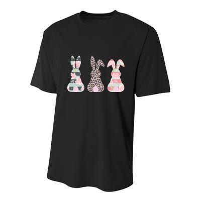 Cute Easter Bunnies Rose Stripe Leopard Patterns Youth Performance Sprint T-Shirt
