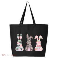 Cute Easter Bunnies Rose Stripe Leopard Patterns 25L Jumbo Tote
