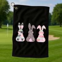 Cute Easter Bunnies Rose Stripe Leopard Patterns Golf Towel