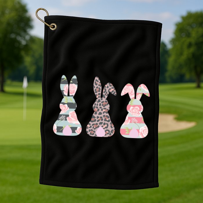 Cute Easter Bunnies Rose Stripe Leopard Patterns Golf Towel
