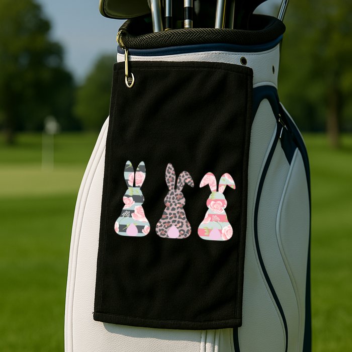Cute Easter Bunnies Rose Stripe Leopard Patterns Golf Towel
