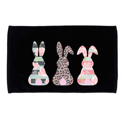 Cute Easter Bunnies Rose Stripe Leopard Patterns Microfiber Hand Towel