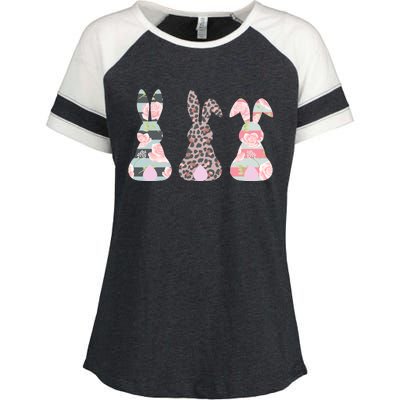 Cute Easter Bunnies Rose Stripe Leopard Patterns Enza Ladies Jersey Colorblock Tee