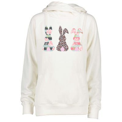 Cute Easter Bunnies Rose Stripe Leopard Patterns Womens Funnel Neck Pullover Hood