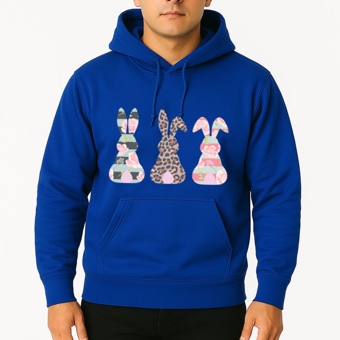 Cute Easter Bunnies Rose Stripe Leopard Patterns Hoodie