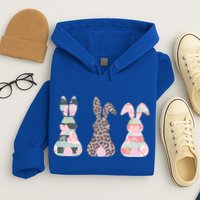 Cute Easter Bunnies Rose Stripe Leopard Patterns Hoodie