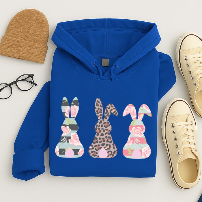 Cute Easter Bunnies Rose Stripe Leopard Patterns Hoodie