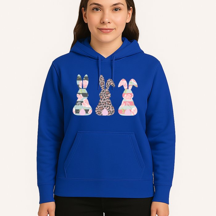 Cute Easter Bunnies Rose Stripe Leopard Patterns Hoodie