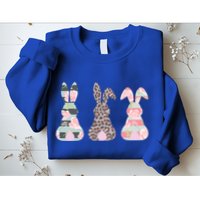 Cute Easter Bunnies Rose Stripe Leopard Patterns Sweatshirt