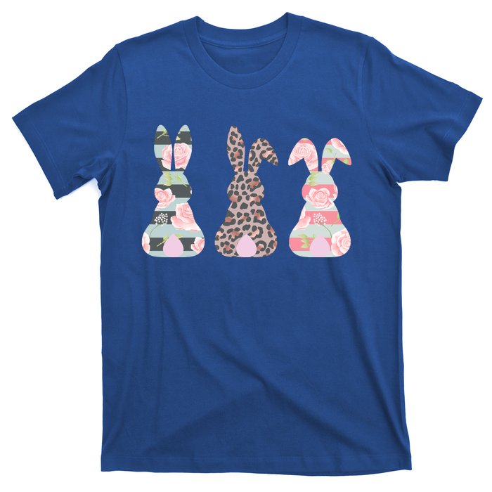 Cute Easter Bunnies Rose Stripe Leopard Patterns T-Shirt