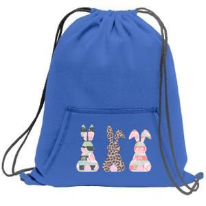 Cute Easter Bunnies Rose Stripe Leopard Patterns Sweatshirt Cinch Pack Bag