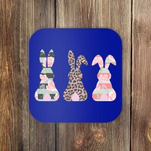 Cute Easter Bunnies Rose Stripe Leopard Patterns Coaster