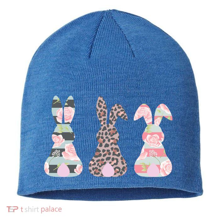 Cute Easter Bunnies Rose Stripe Leopard Patterns Sustainable Beanie