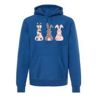 Cute Easter Bunnies Rose Stripe Leopard Patterns Premium Hoodie