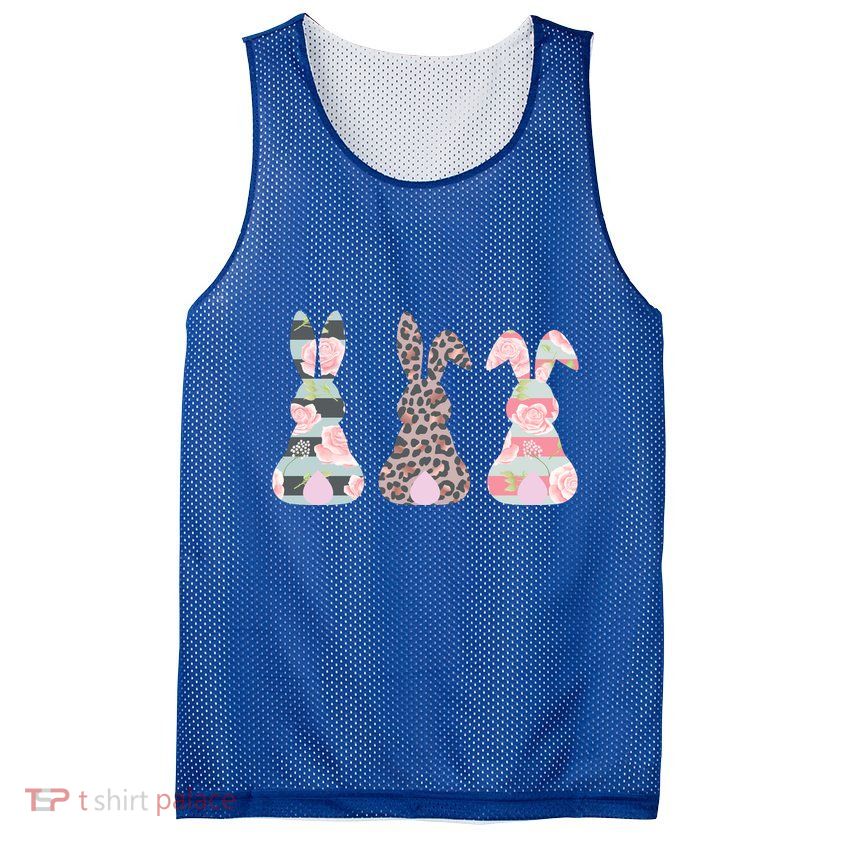 Cute Easter Bunnies Rose Stripe Leopard Patterns Mesh Reversible Basketball Jersey Tank