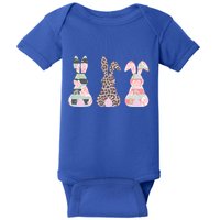 Cute Easter Bunnies Rose Stripe Leopard Patterns Baby Bodysuit