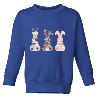 Cute Easter Bunnies Rose Stripe Leopard Patterns Toddler Sweatshirt