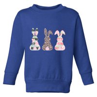 Cute Easter Bunnies Rose Stripe Leopard Patterns Toddler Sweatshirt